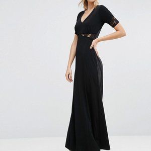 ASOS Maxi Dress with 3/4 Sleeves and Lace Cut Out